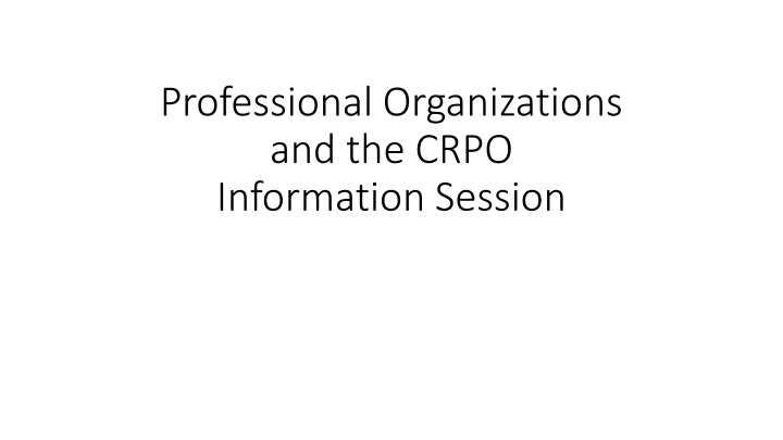 professional organizations and the crpo