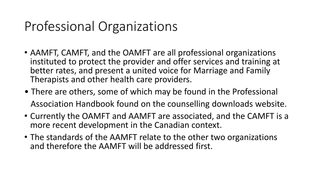 professional organizations