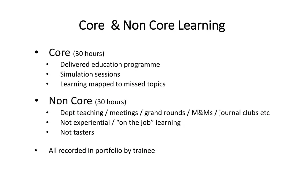 core core non core learning non core learning