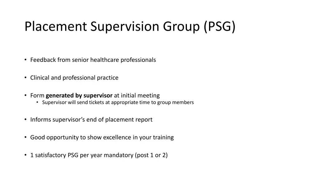 placement supervision group psg