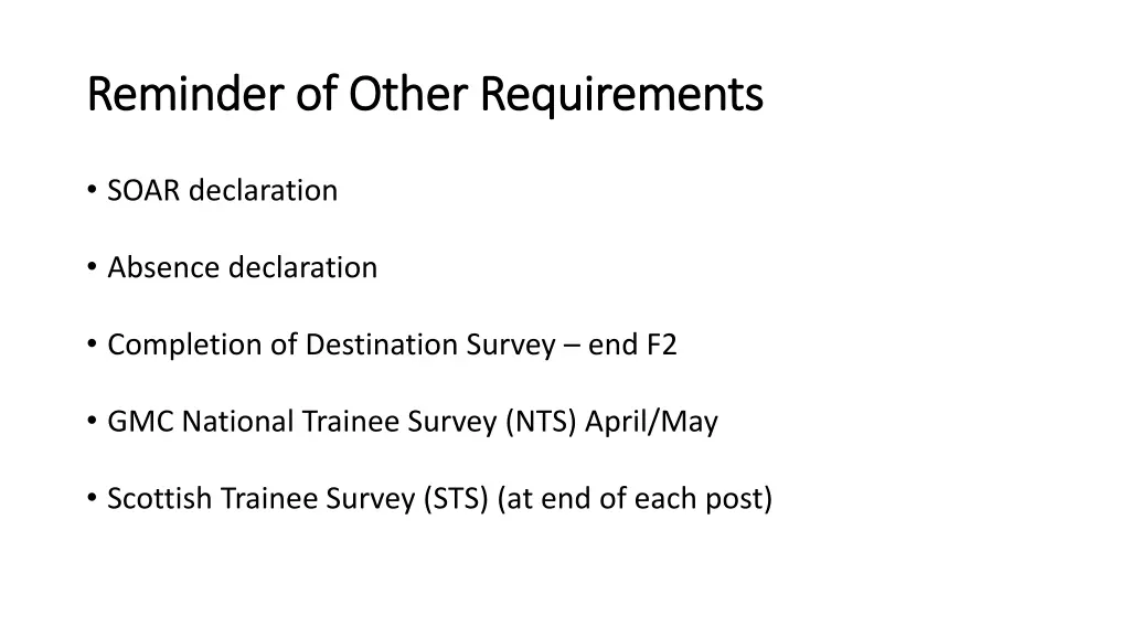 reminder of other requirements reminder of other