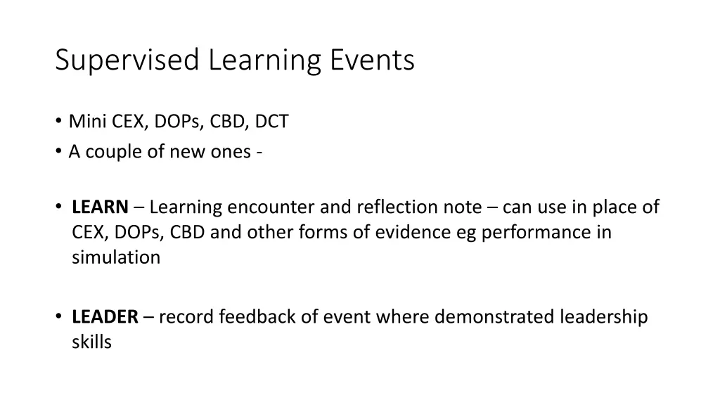 supervised learning events