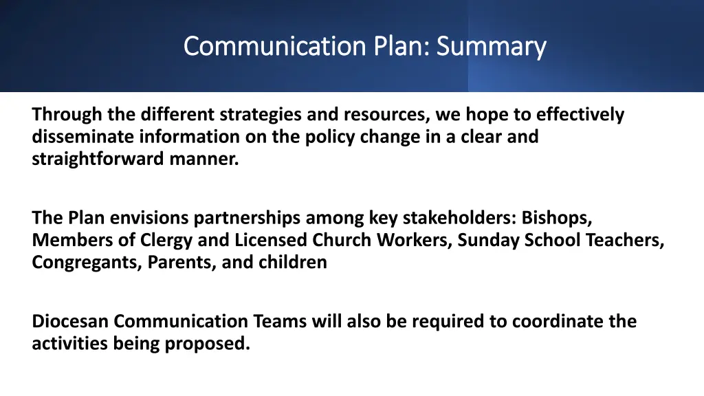 communication plan summary communication plan