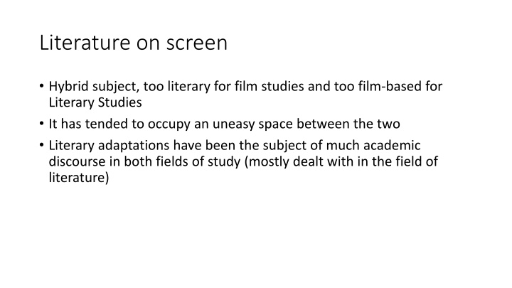 literature on screen