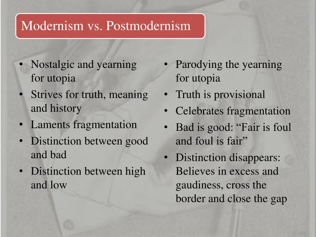 modernism vs postmodernism