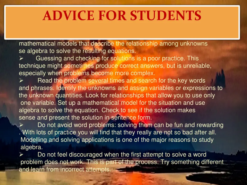 advice for students