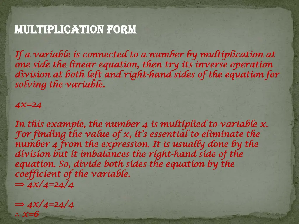 multiplication form multiplication form