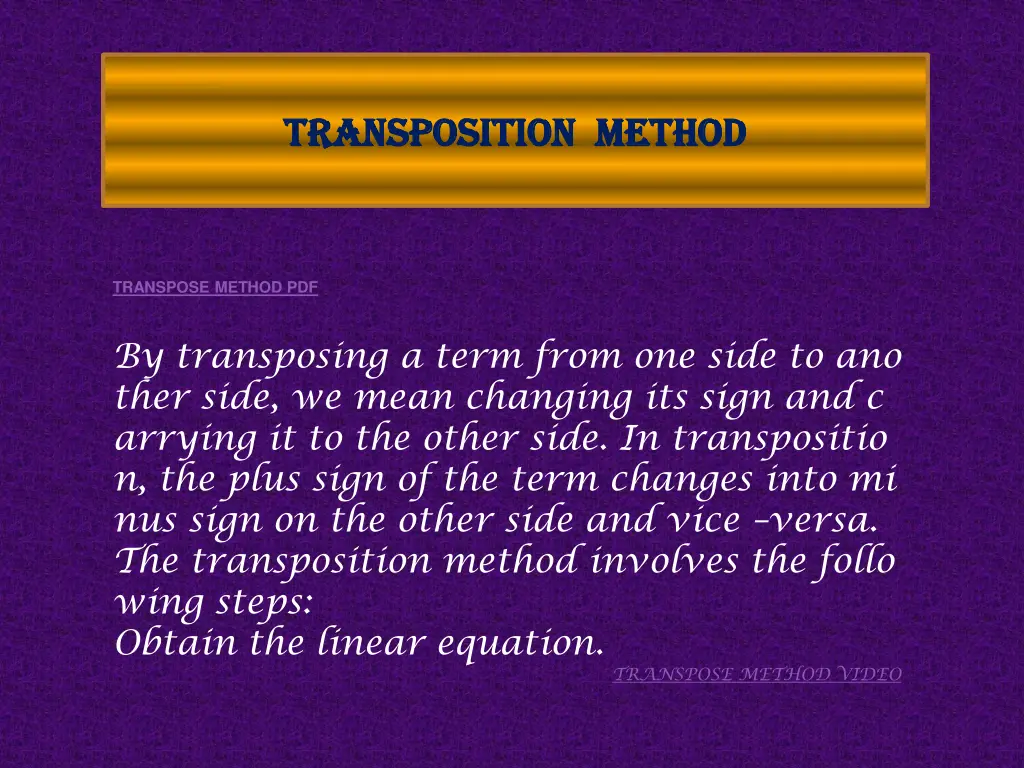 transposition method transposition method