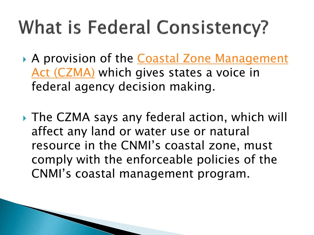 a provision of the coastal zone management