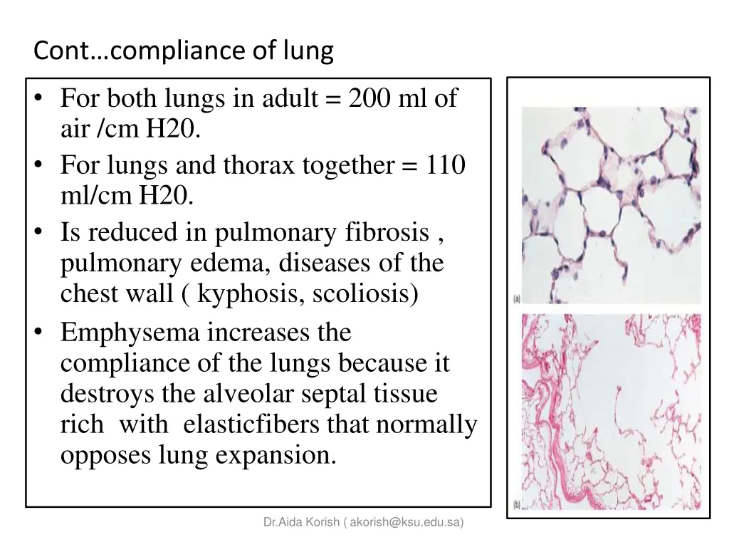 cont compliance of lung