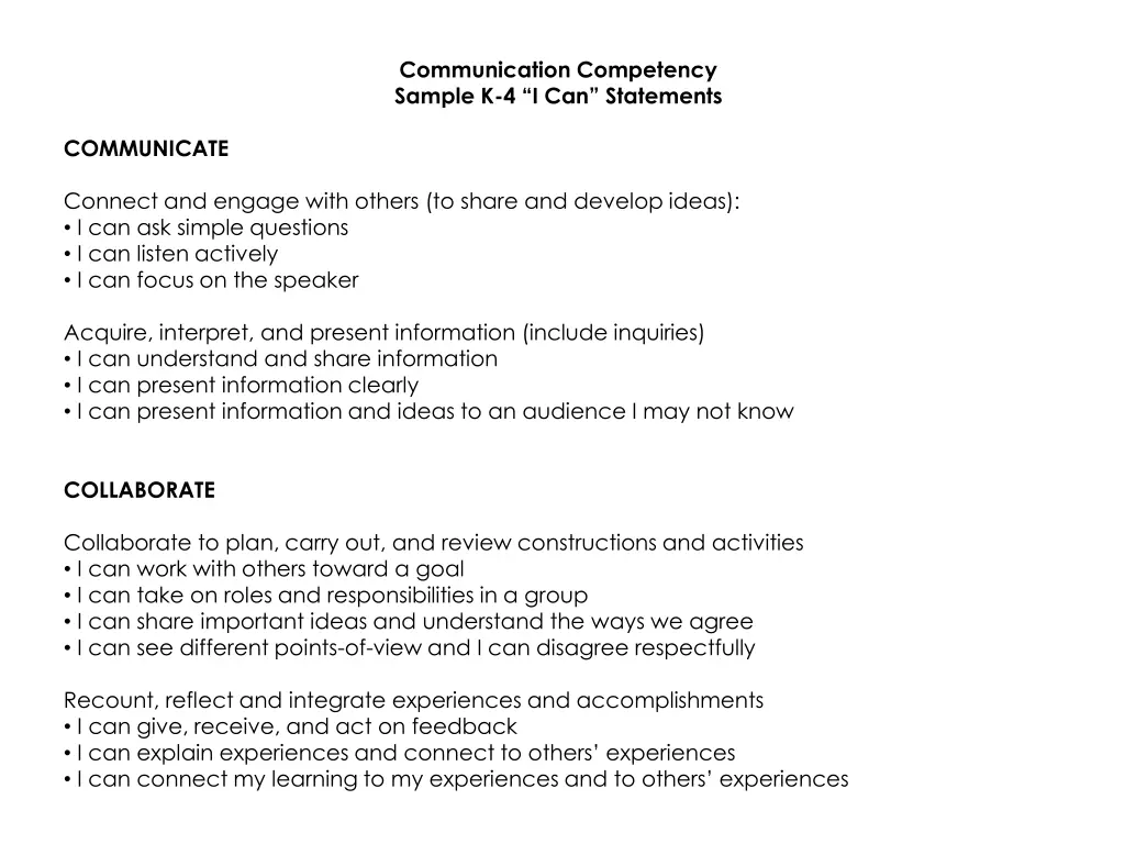 communication competency sample