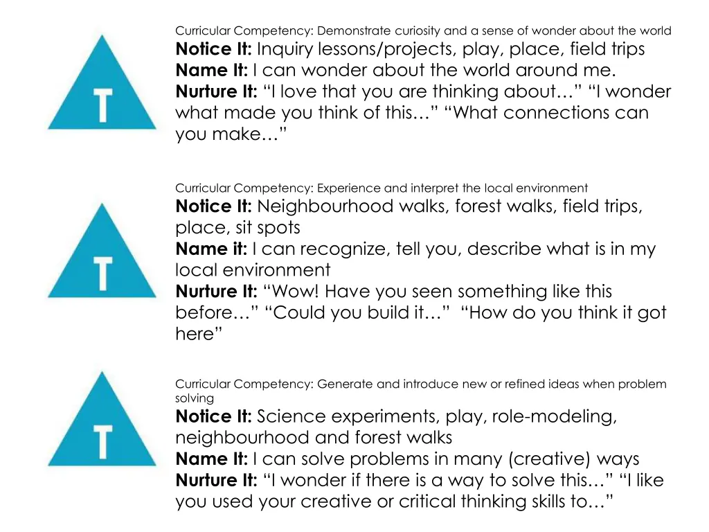 curricular competency demonstrate curiosity