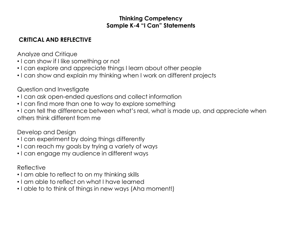 thinking competency sample k 4 i can statements 1