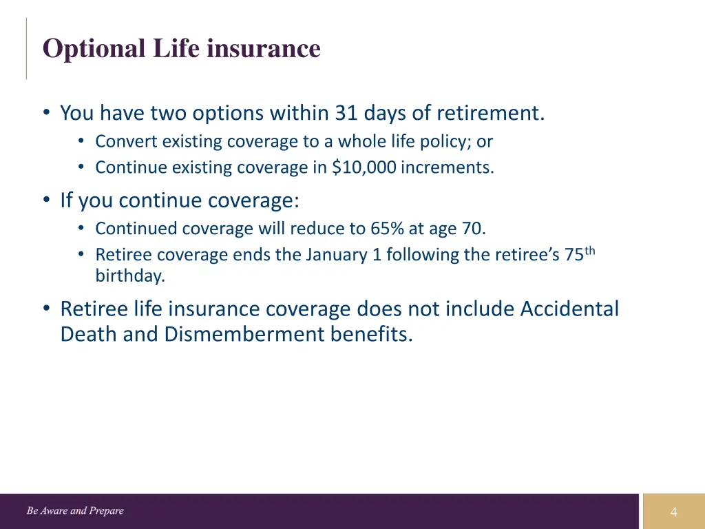 optional life insurance