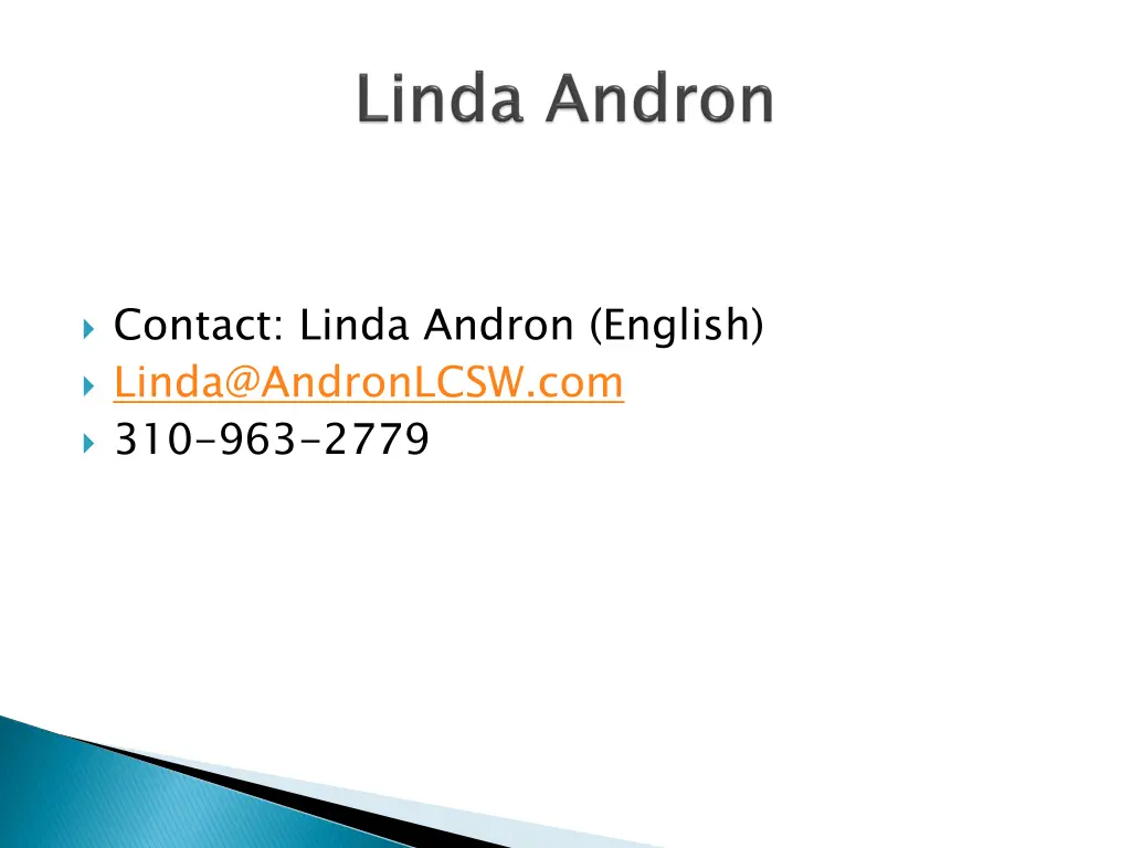 contact linda andron english linda@andronlcsw