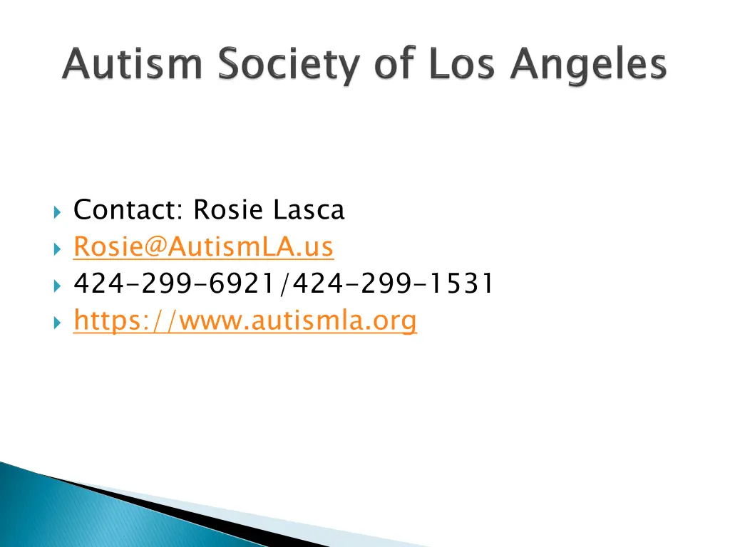 contact rosie lasca rosie@autismla