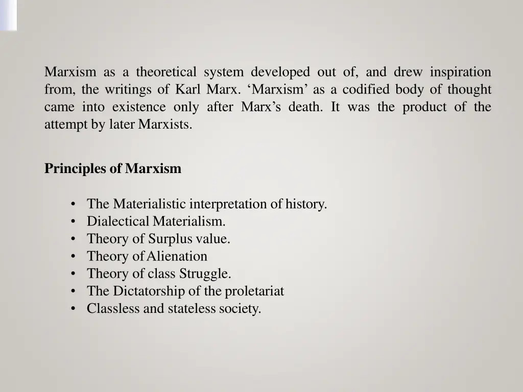 marxism as a theoretical system developed