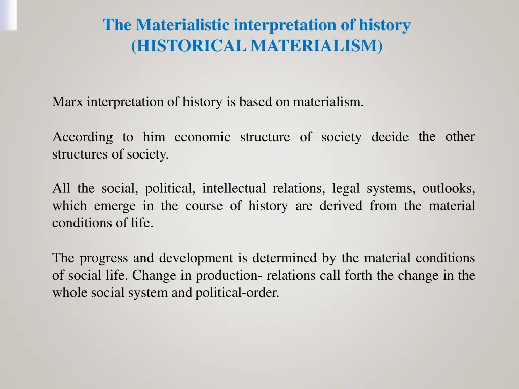 the materialistic interpretation of history