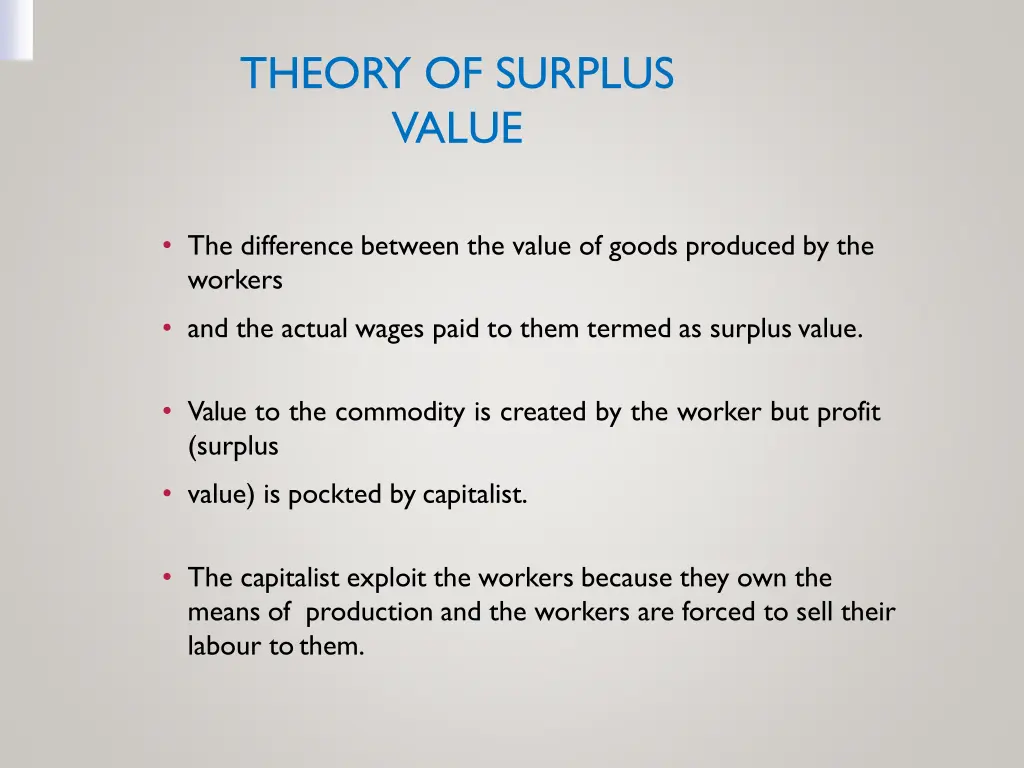 theory of surplus value