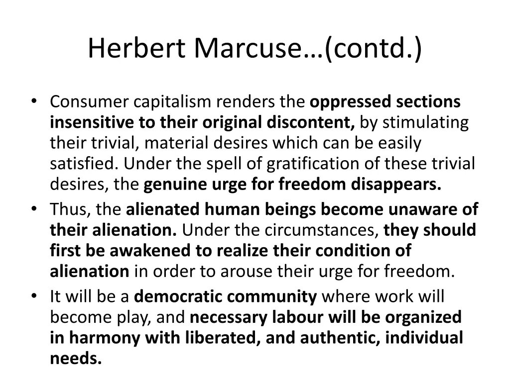 herbert marcuse contd