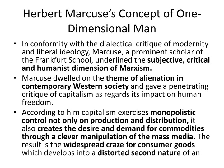 herbert marcuse s concept of one dimensional