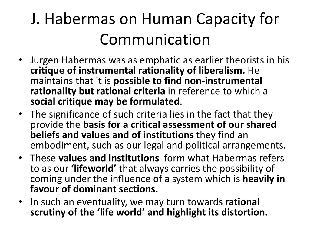 j habermas on human capacity for communication