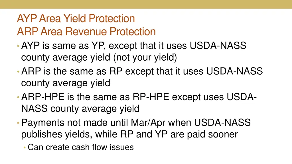 ayp area yield protection arp area revenue