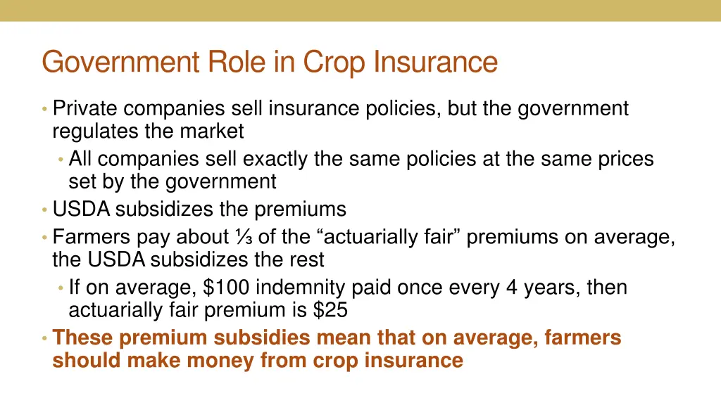 government role in crop insurance 1