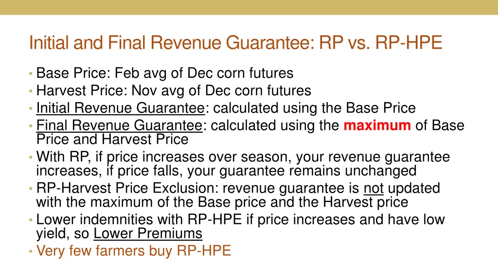 initial and final revenue guarantee rp vs rp hpe