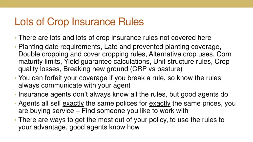 lots of crop insurance rules