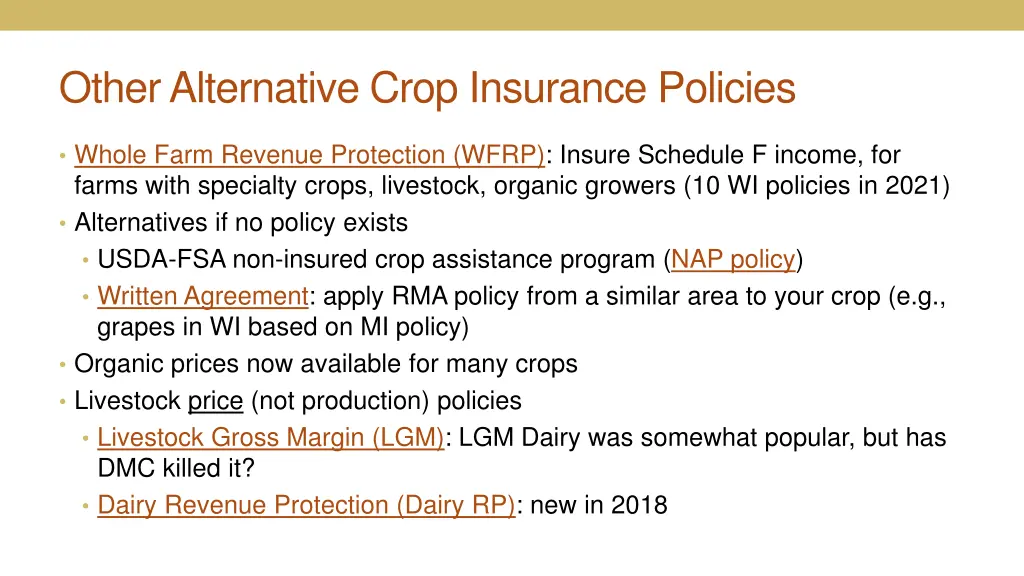 other alternative crop insurance policies