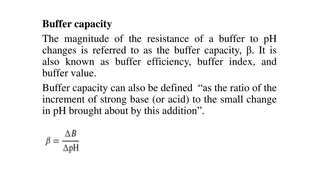 buffer capacity the magnitude of the resistance