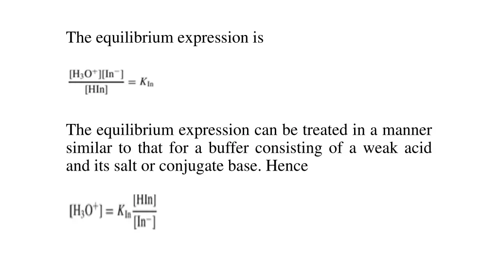 the equilibrium expression is