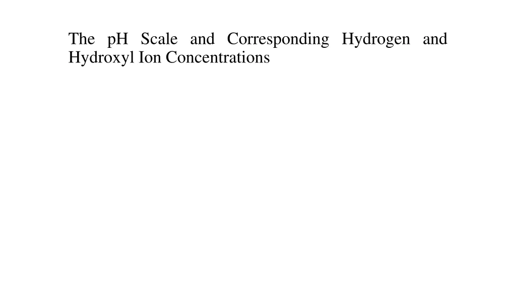 the ph scale and corresponding hydrogen