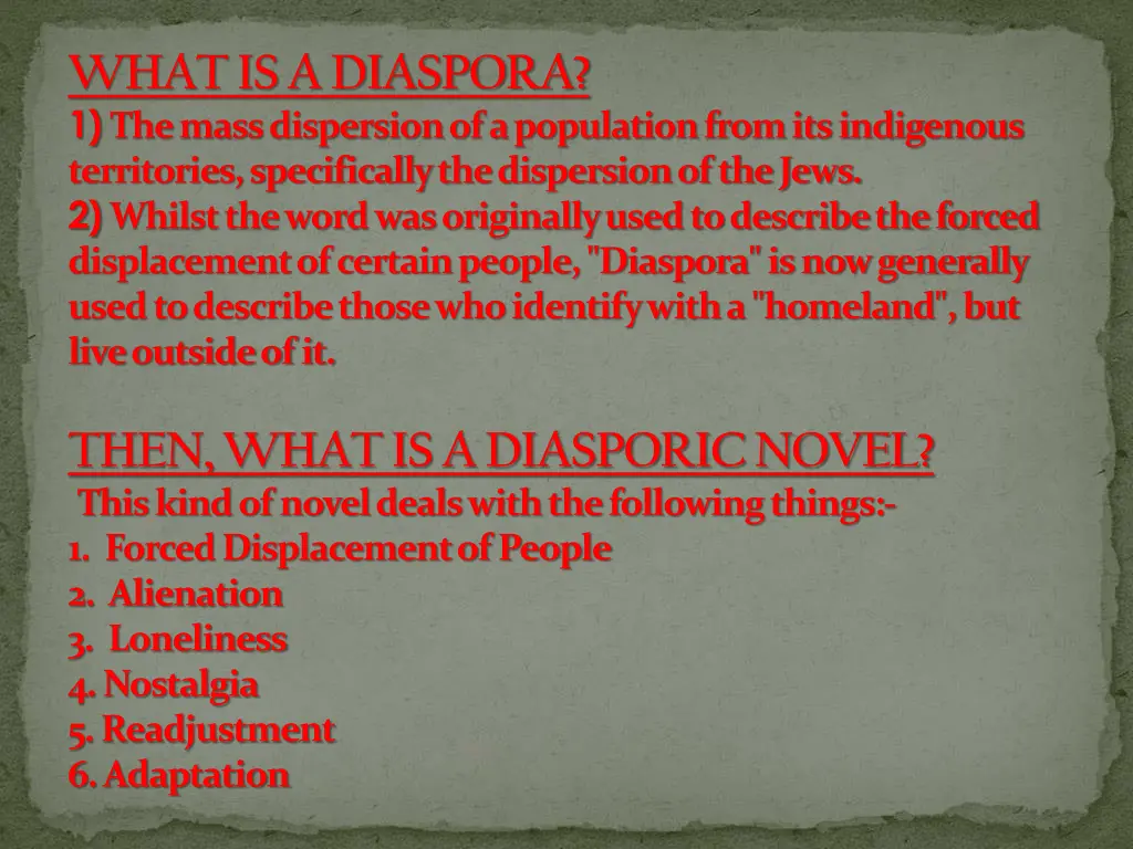 what is a diaspora 1 the mass dispersion