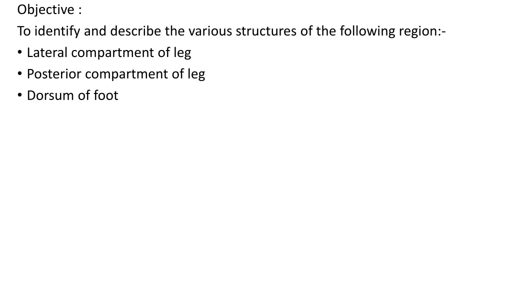 objective to identify and describe the various