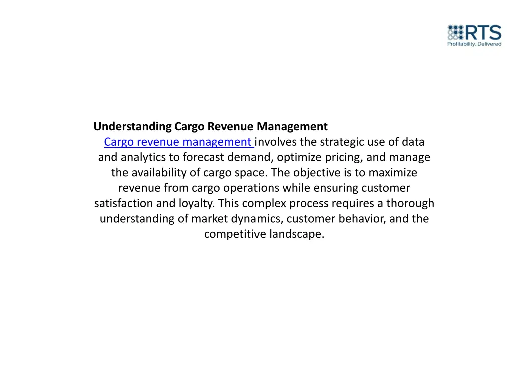 understanding cargo revenue management cargo