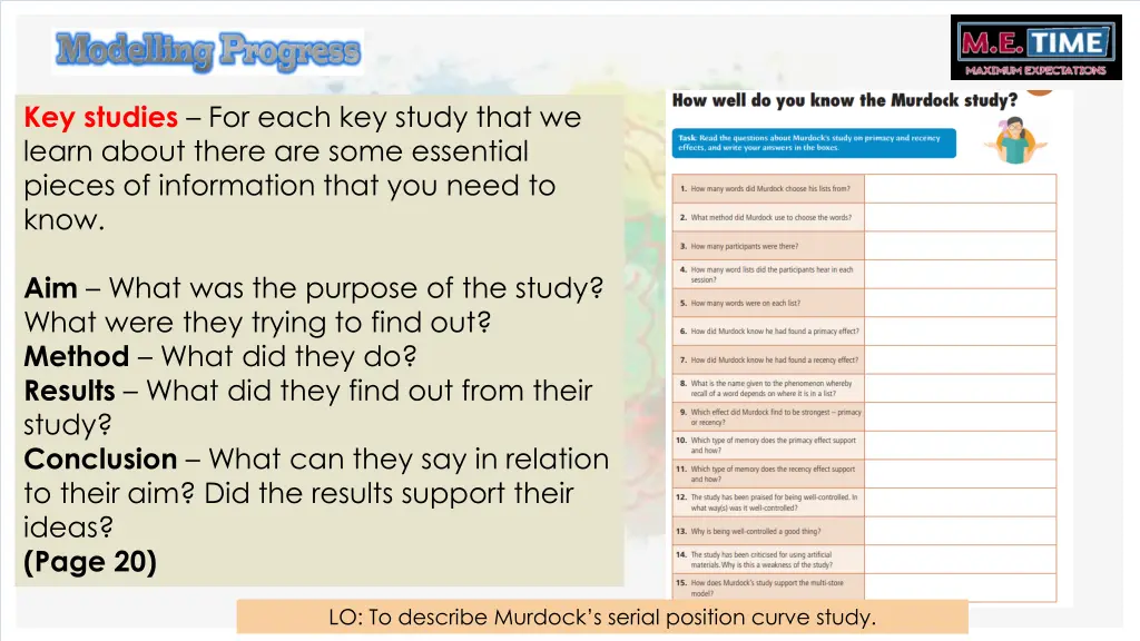 key studies for each key study that we learn