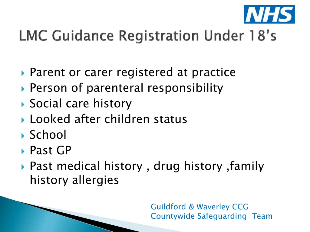 parent or carer registered at practice person