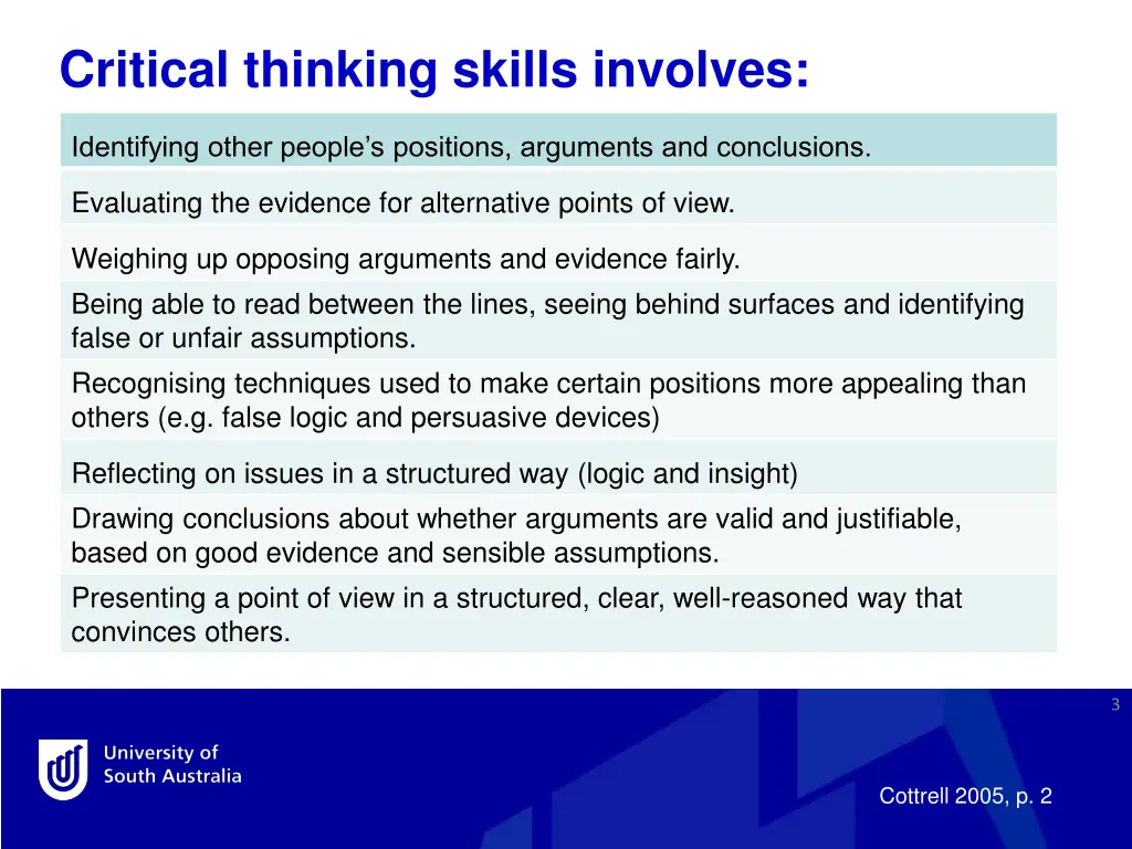 critical thinking skills involves