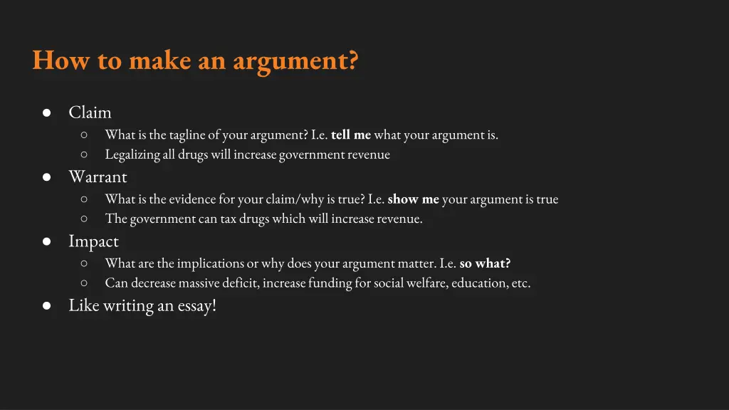 how to make an argument