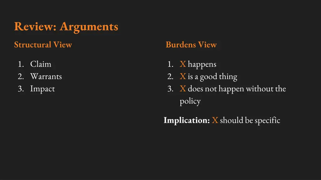 review arguments structural view