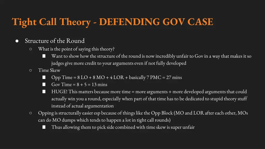 tight call theory defending gov case