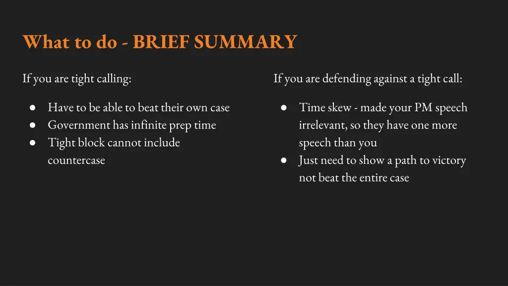 what to do brief summary