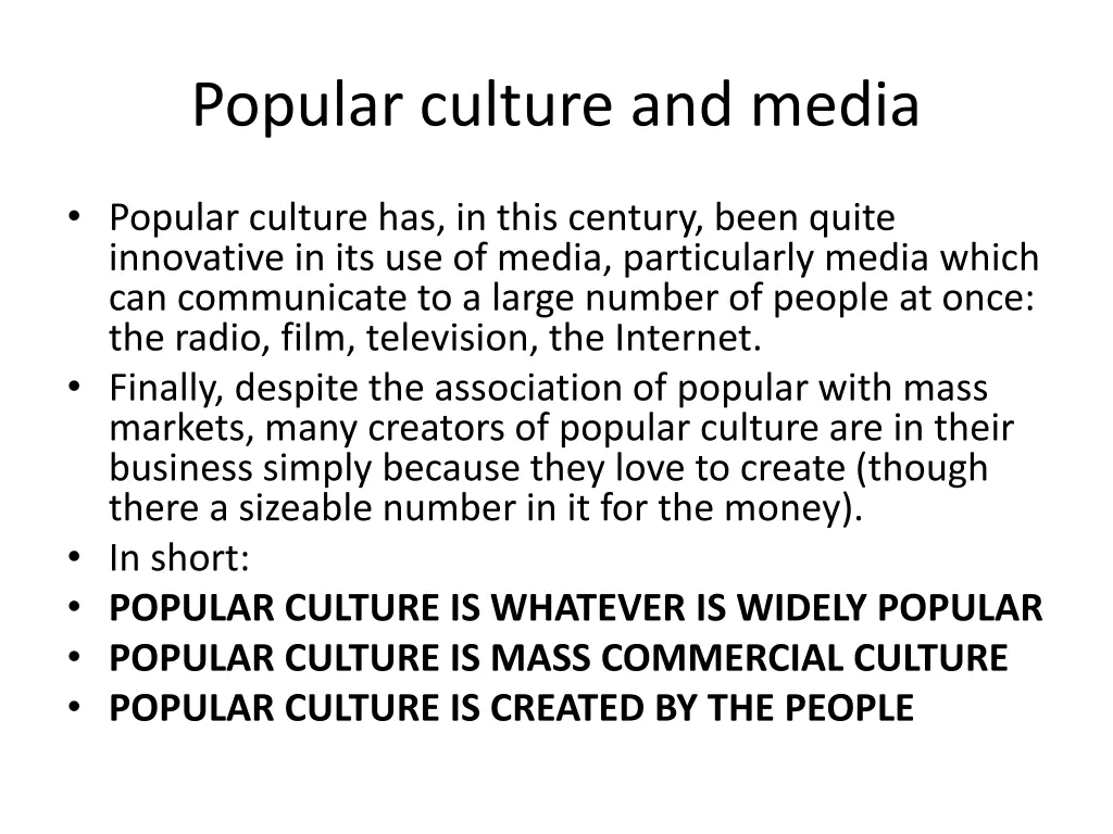 popular culture and media