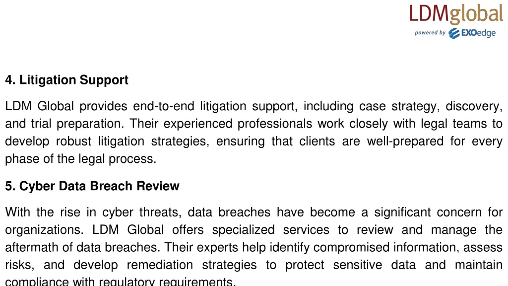 4 litigation support