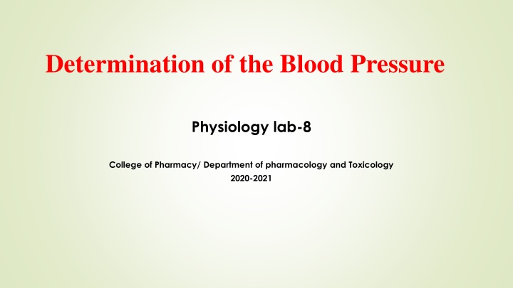 determination of the blood pressure