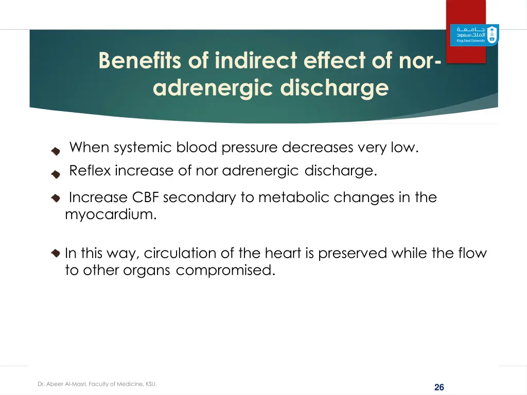 benefits of indirect effect of nor adrenergic