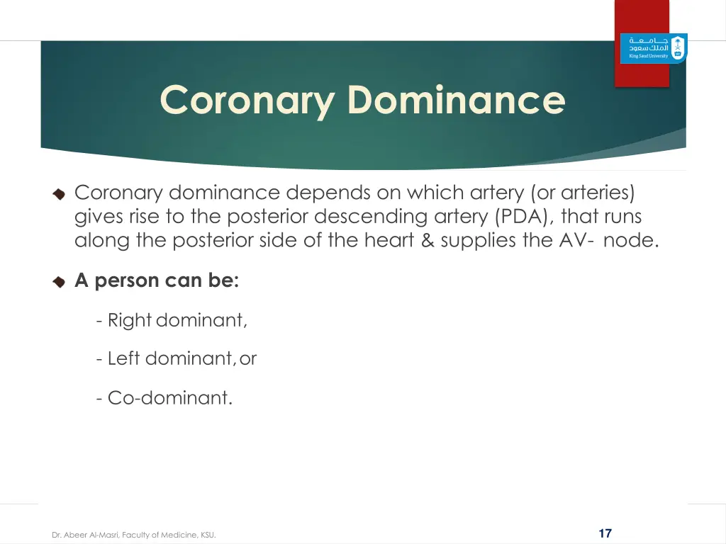 coronary dominance