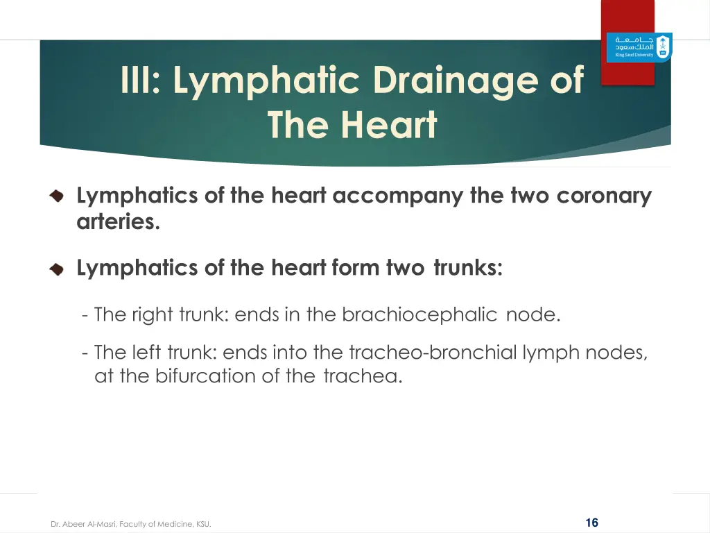 iii lymphatic drainage of the heart